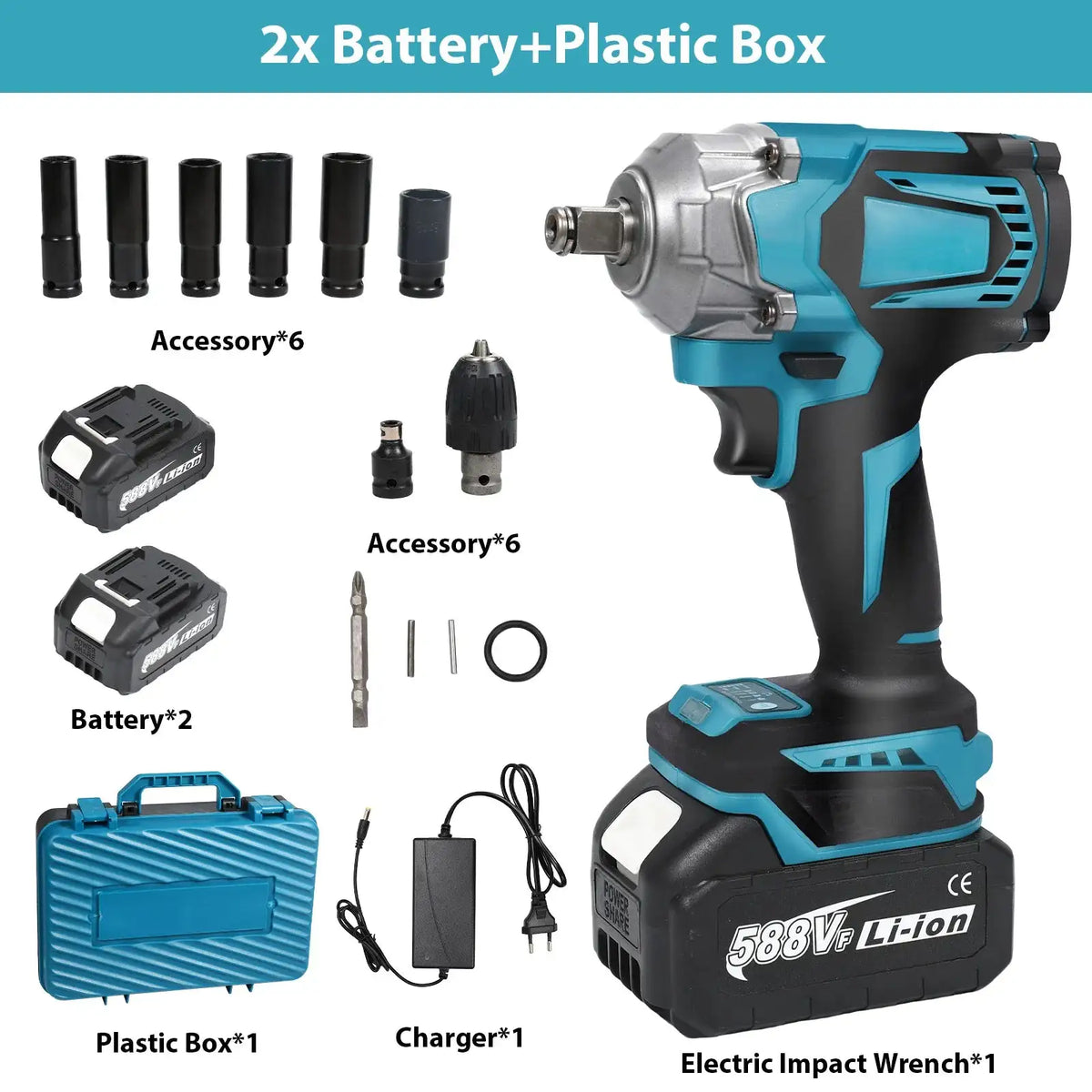 520 Nm Cordless Brushless Impact Driver for Makita 18V With 2XBattery(1200N.M) / Poland