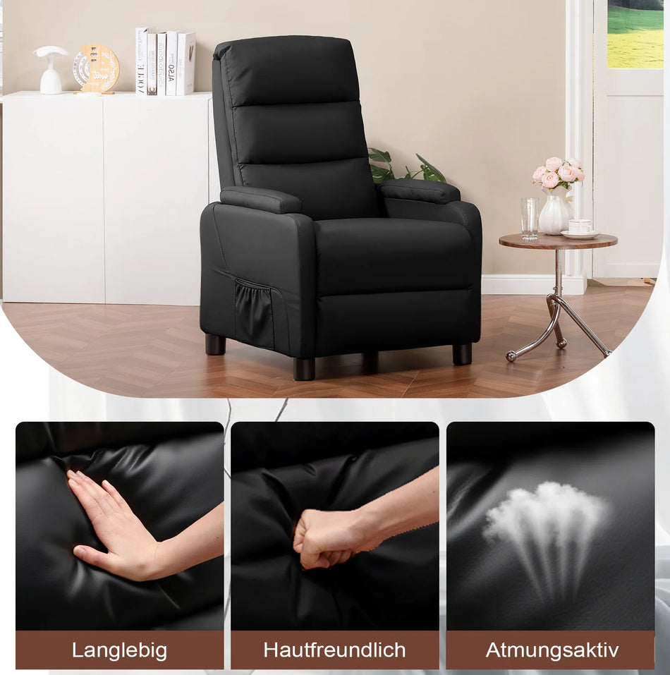 COMHOMA Reclinerande Fåtölj Med Fotstöd Och Dun Kudde