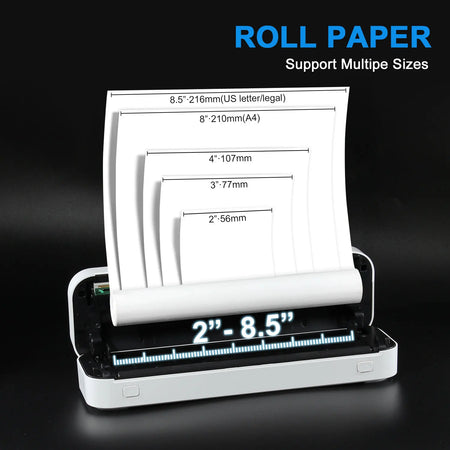 A4 Portable Wireless Inkless Thermal Printer - Bluetooth