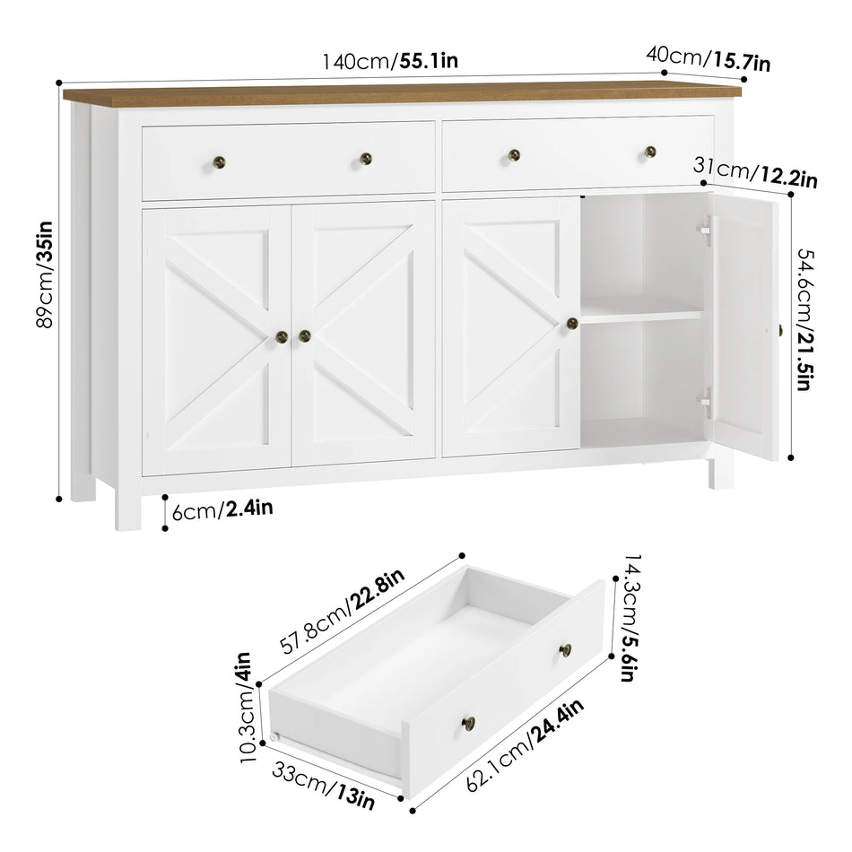 Гетон Белый Сторонний Шкаф 140см Хранение Столовая