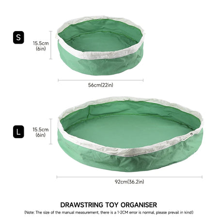 Portable Weedi 2-in-1 Toy Storage Organizer with Play Mat for Kids &ndash; Foldable and Eco-Friendly Travel Bag with Drawstring