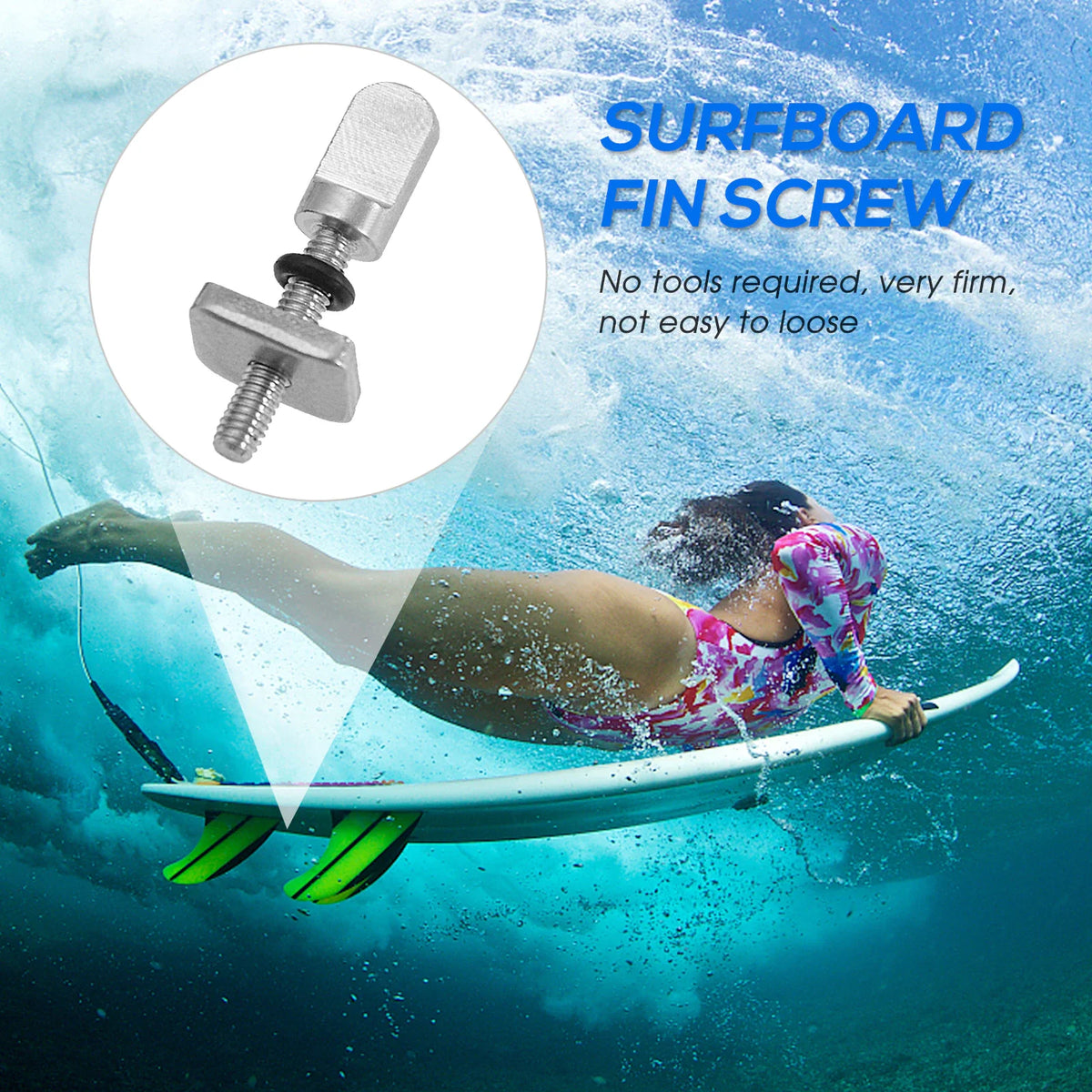 Stainless Steel Surfboard Fin Screws - Easy Install, No Tool Needed
