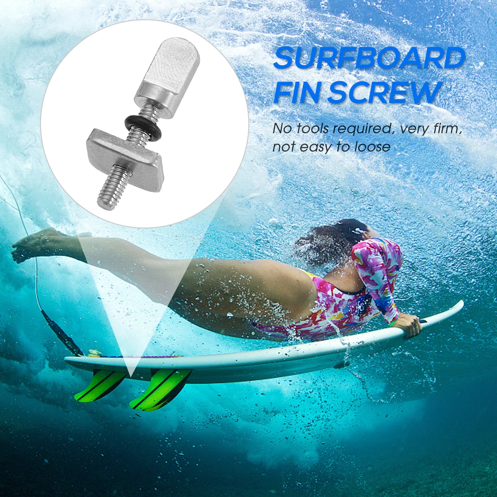 Stainless Steel Surfboard Fin Screws - Easy Install, No Tool Needed
