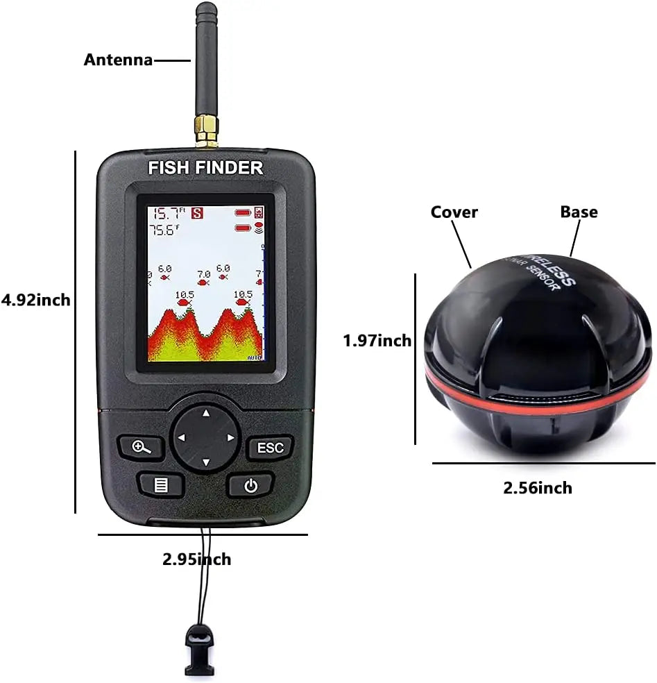 Portable Wireless Sonar Fish Finder with LCD Display - 100m Range