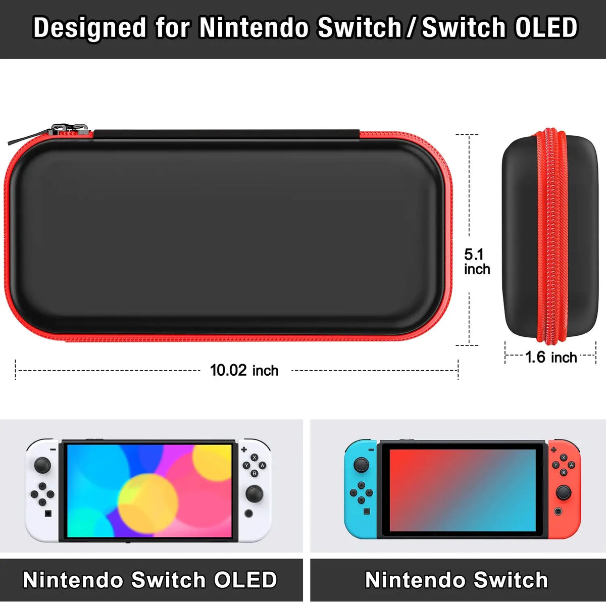 BEBONCOOL FOR Switch Accessories Storage Bag compatible for Switch Oled Case and Switch Carrying Case Black and Red by InterCyprus Trading Ltd