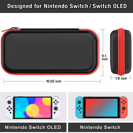BEBONCOOL FOR Switch Accessories Storage Bag compatible for Switch Oled Case and Switch Carrying Case Black and Red by InterCyprus Trading Ltd