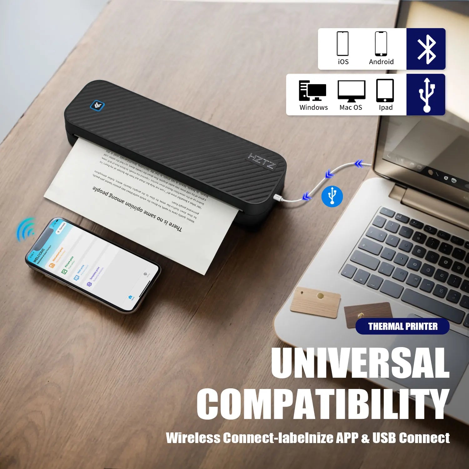 A4 Inkless Thermal Printer &ndash; Bluetooth Android iOS Friendly