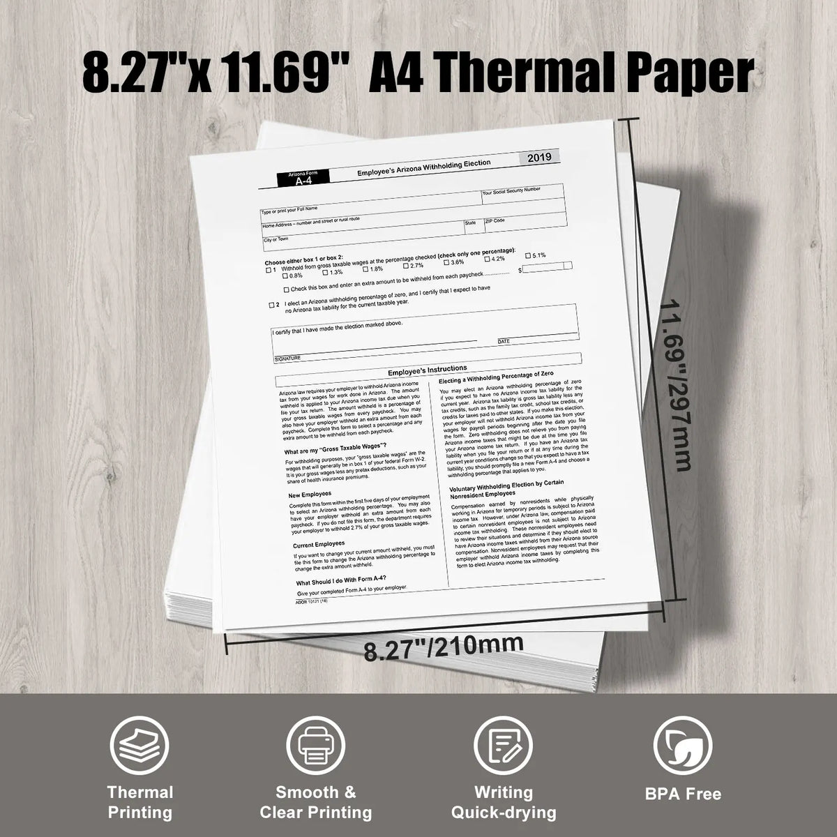 HZTZ A4 Thermal Printing Paper 200 Sheets &ndash; Fast Drying