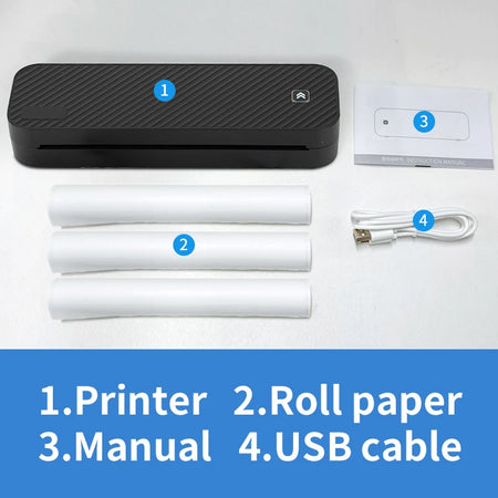 Inkless Portable A4 Thermal Printer &ndash; Bluetooth Printing A4DY-3rolls