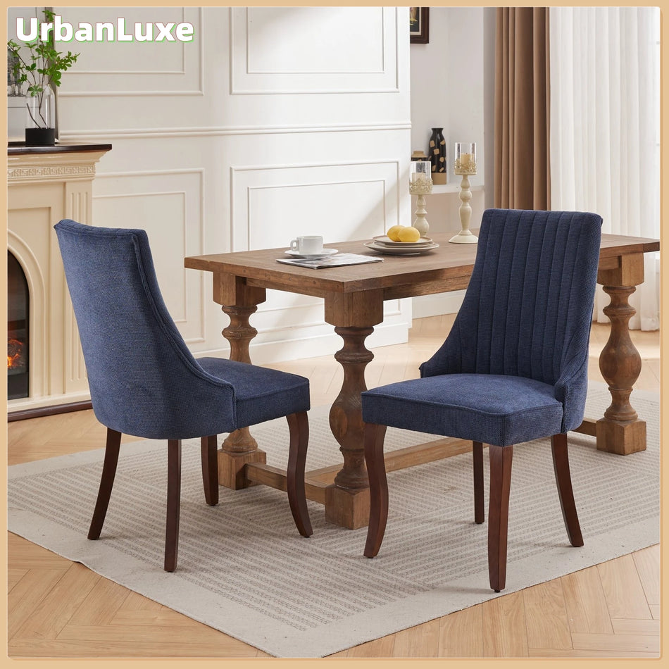Городская роскошь Два обеденных стула с деревянной рамой синего цвета из шенилла