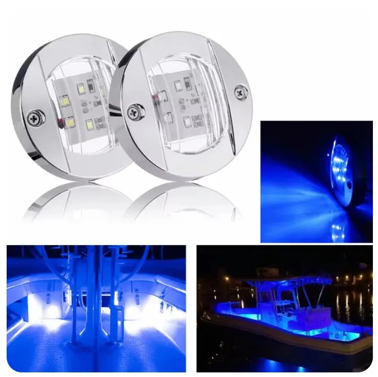 Waterproof Marine LED Deck Lights - Blue &amp; White | 1-4pcs 2PCS Blue
