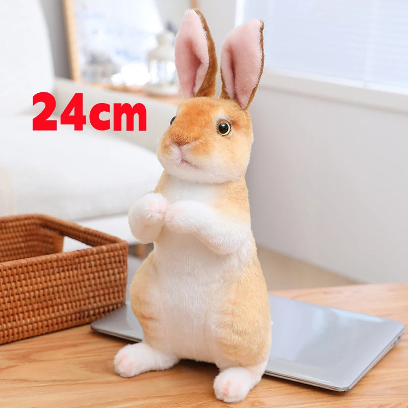 Realistic Rabbit Plush Doll - Cute Furry Bunny Toy for Home Decoration Small Sit Yellow