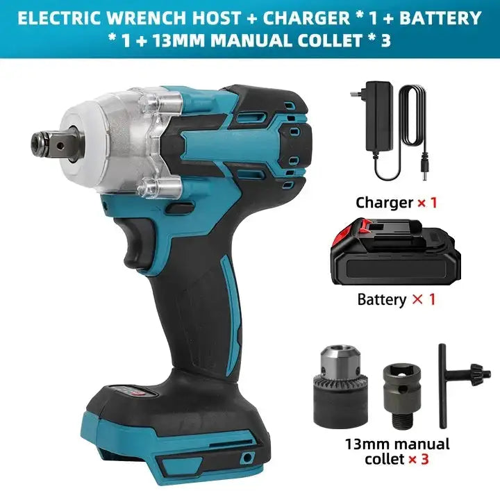 520 Nm Cordless Brushless Impact Driver for Makita 18V With 1XBattery(520N. m) / spain