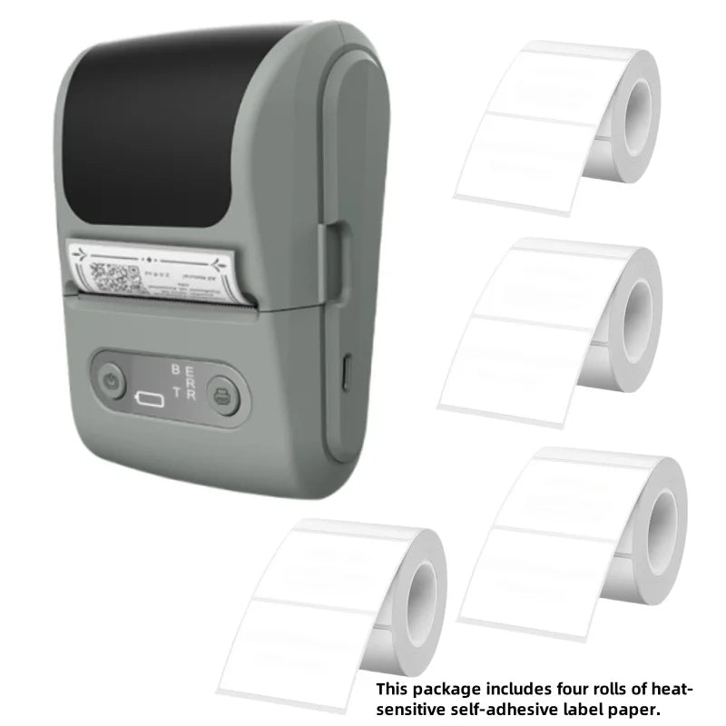 HZTZ Wireless Thermal Label Printer - Bluetooth Printing P1 Gray4 rolls