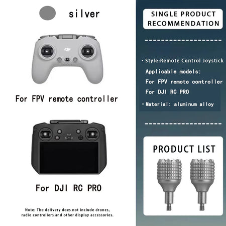 Aluminum Joystick Sticks for DJI Mini 4 Pro &amp; RC Controllers silver for RC PRO / CHINA