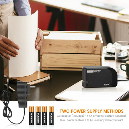Eagle Automatic Electric Stapler - Dual Power, 20 Sheets, 2000 Staples Included