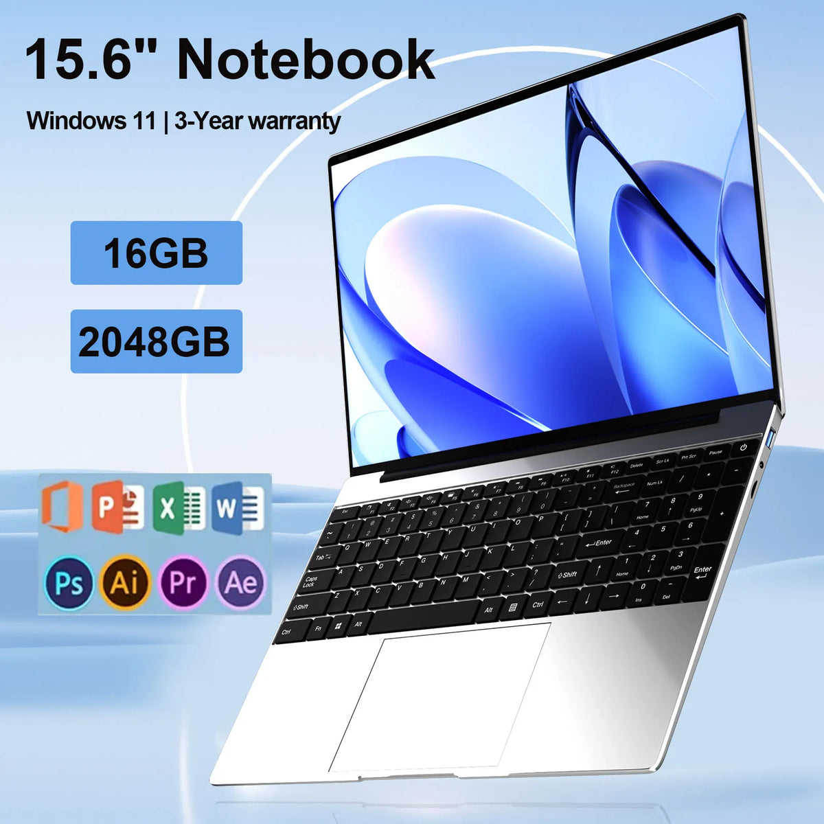 15.6 Inch Ultra Slim Laptop Intel N3700 &ndash; High Performance with 16GB RAM and 2TB SSD