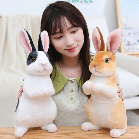 Realistic Rabbit Plush Doll - Cute Furry Bunny Toy for Home Decoration
