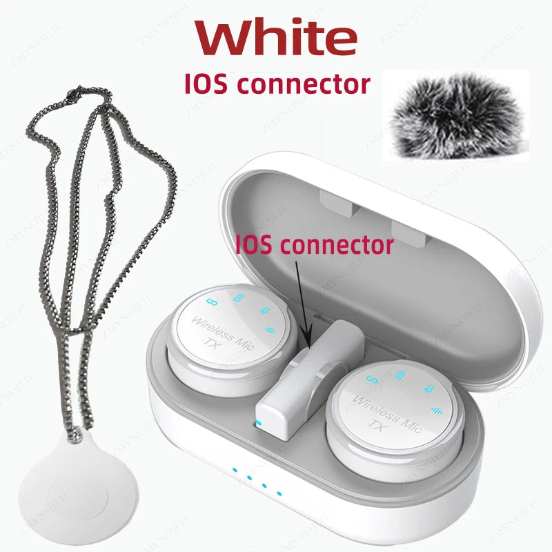 New Magnetic Wireless Lavalier Microphone &ndash; Noise Canceling IOS-White