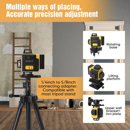 4D 16 Lines Laser Level 360 Self Leveling Tool Tripod