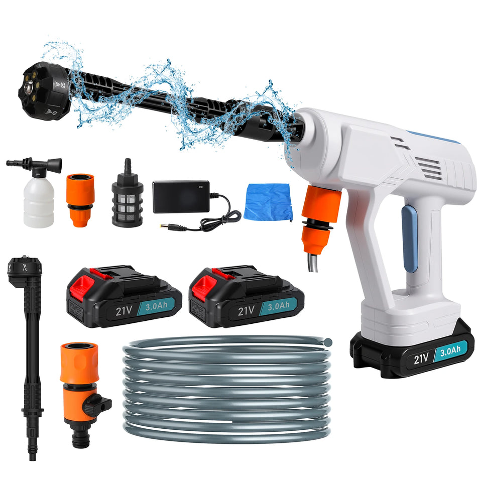 Lavadora de Carro Portátil Sem Fios de Alta Pressão Pistola de Água Branca