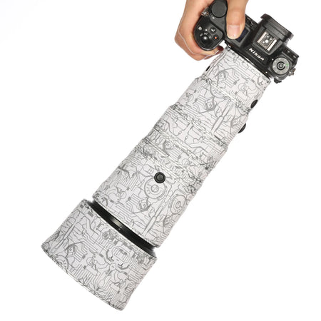 Camouflage Lens Coat for Nikon Z 180-600mm F5.6-6.3 VR - Waterproof &amp; Rainproof Electric White / CHINA