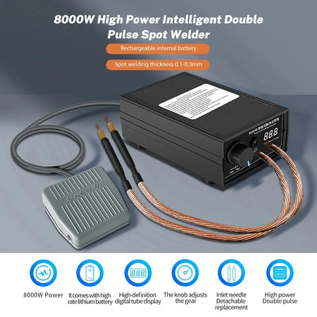 8000W Spot Welder Handheld Portable 1200A For 18650 Battery