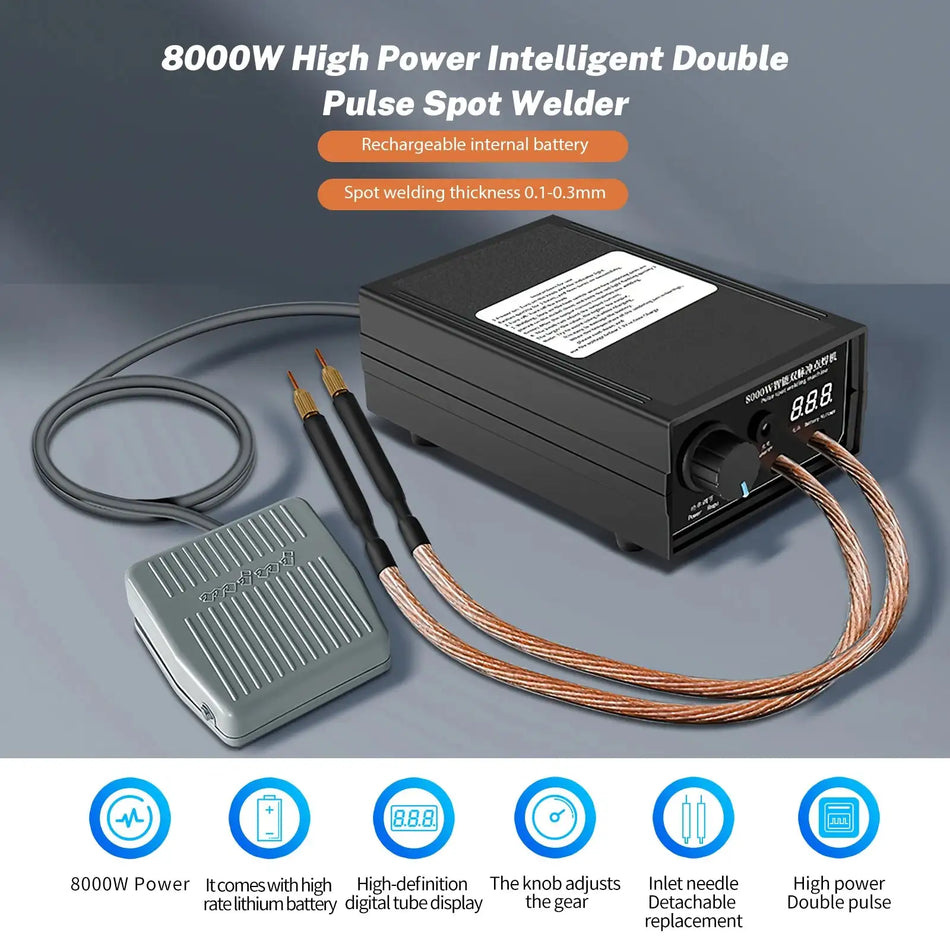 8000W Spot Welder Handheld Portable 1200A For 18650 Battery