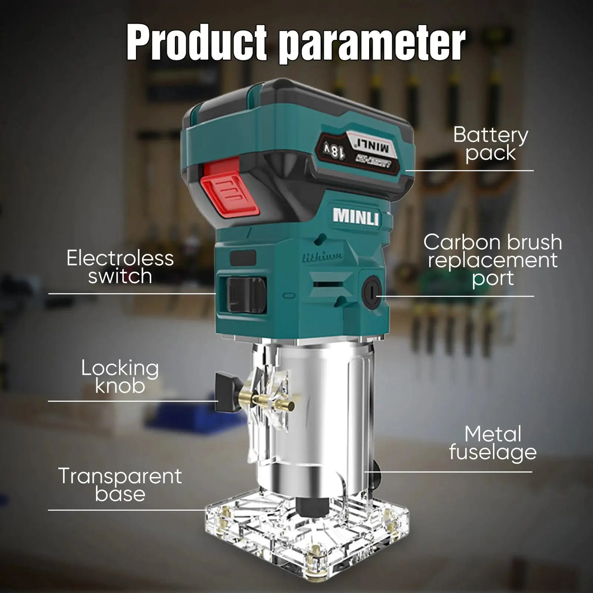 Cordless 800W Wood Router Makita 18V Battery Aluminum Body