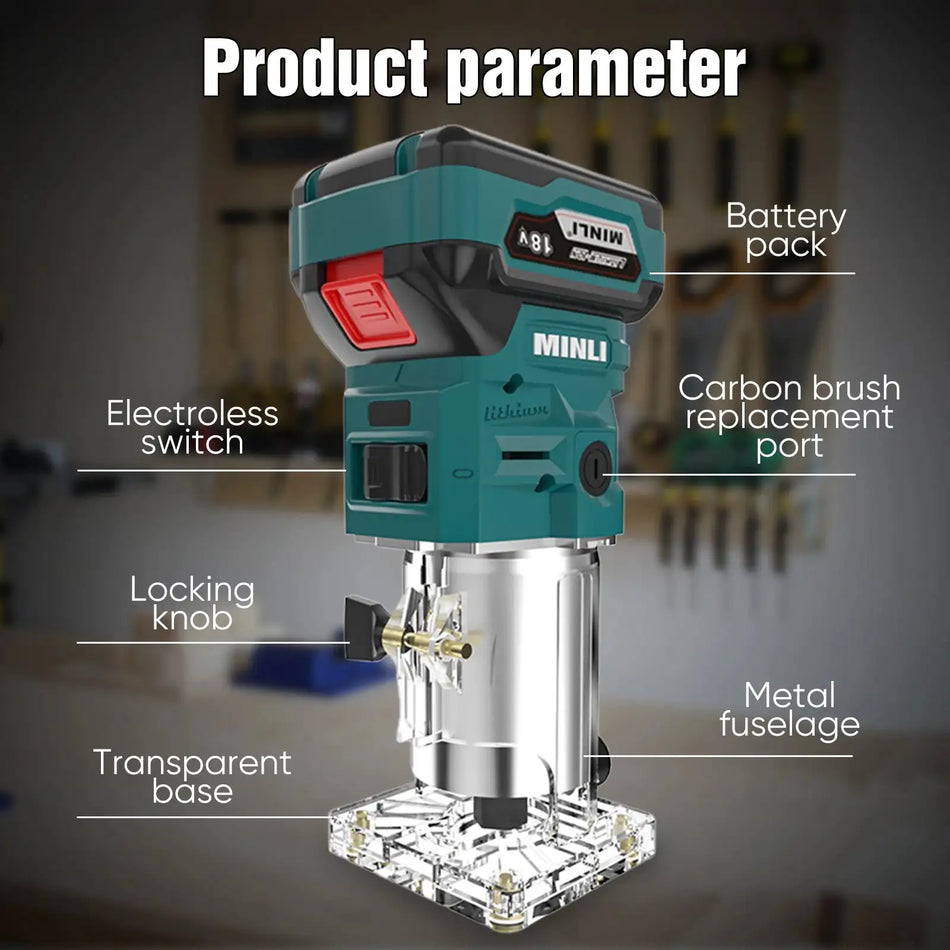 Cordless 800W Wood Router Makita 18V Battery Aluminum Body