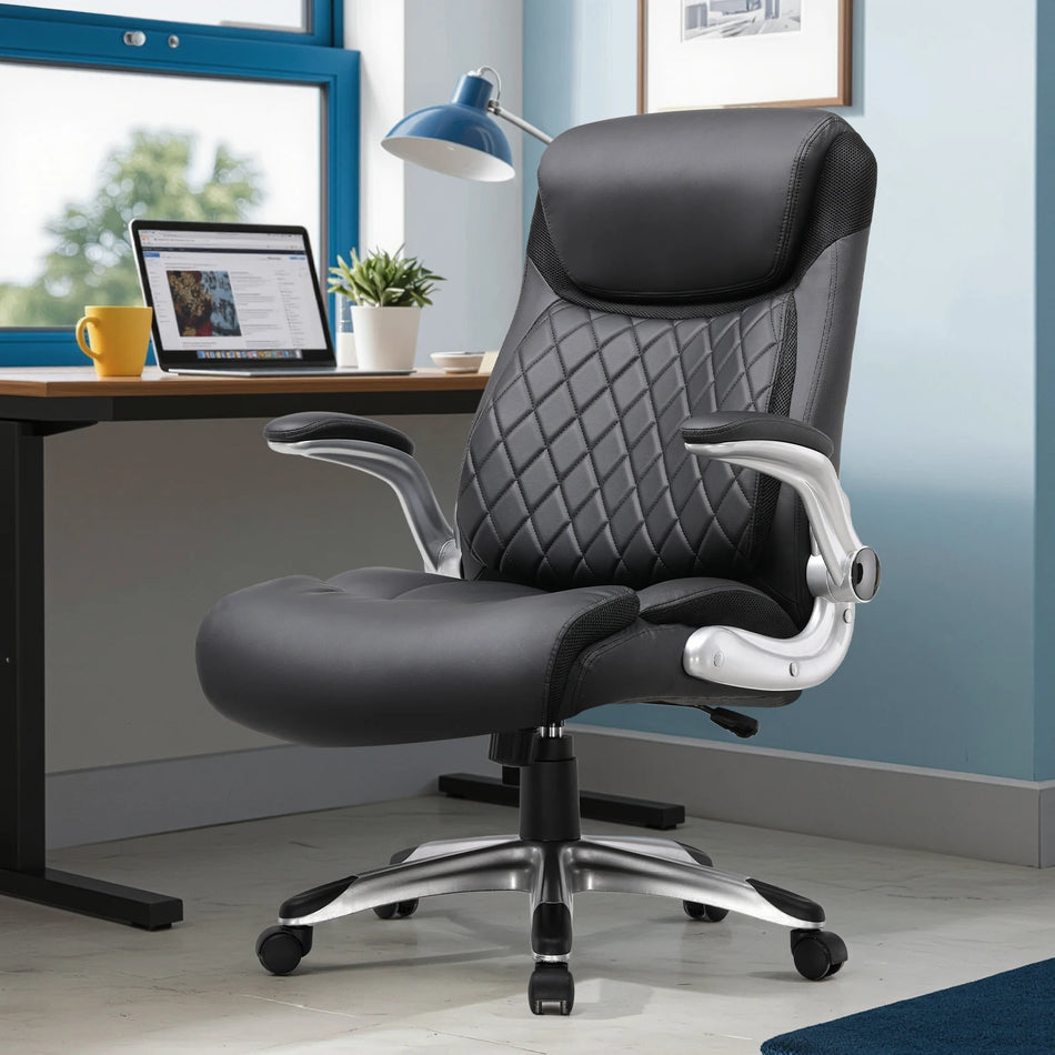 COMHOMA Ergonomisk Kontorsstol Med Fällbara Armstöd