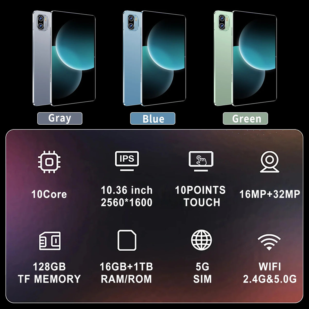 New 2025 10.36 Inch Android 13.0 Tablet &ndash; 16GB RAM 1TB