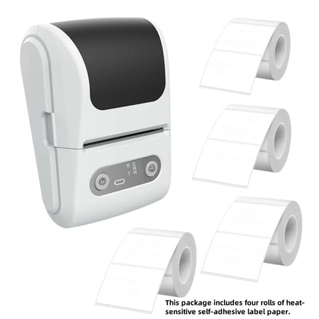 HZTZ Wireless Thermal Label Printer - Bluetooth Printing P1 White4 rolls
