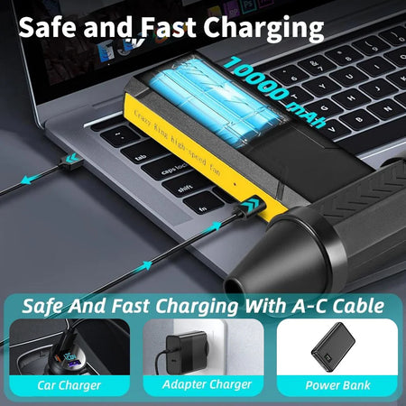 160000 RPM Electric Air Blower - USB Rechargeable High-Speed Turbo Fan