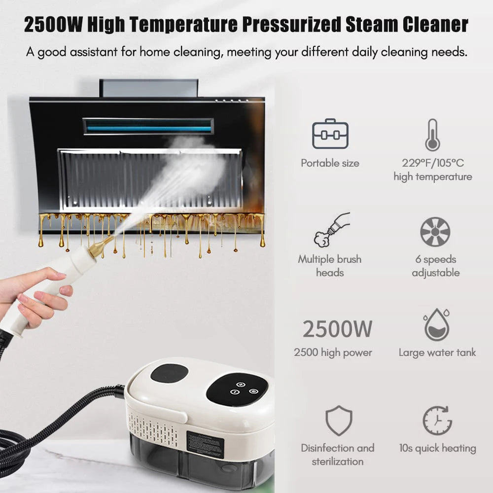 2500W High-Pressure Intelligent Steam Cleaner for Home &amp; Car