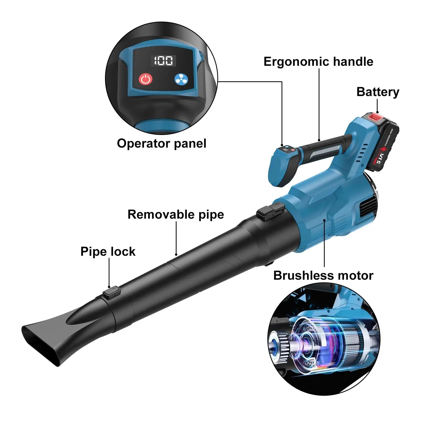 Brushless 3 Gear Cordless Air Blower For Makita 18V Battery