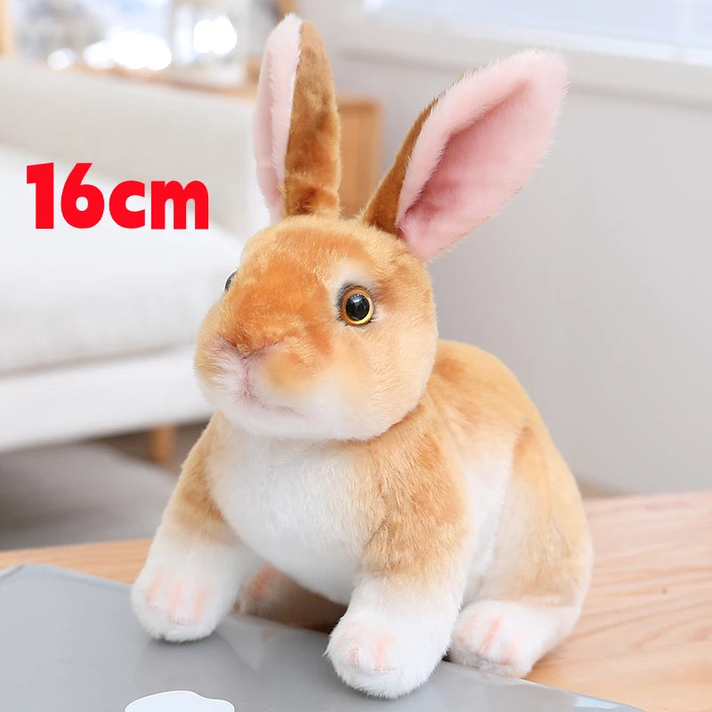 Realistic Rabbit Plush Doll - Cute Furry Bunny Toy for Home Decoration Small Squat Yellow