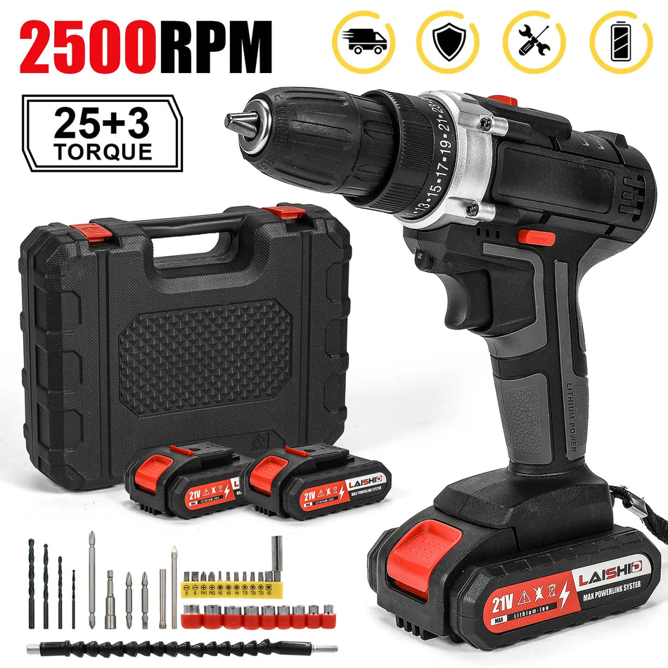 DWiusty 21V Bevielis smūginis gręžtuvas 40Nm 2500RPM Namų DIY