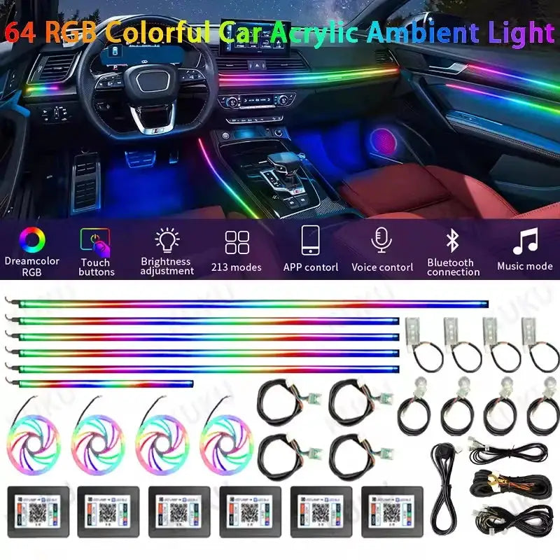 LED Interior Ambient Light Strip RGB Acrylic for Universal BMW Benz Audi Golf by InterCyprus Trading Ltd