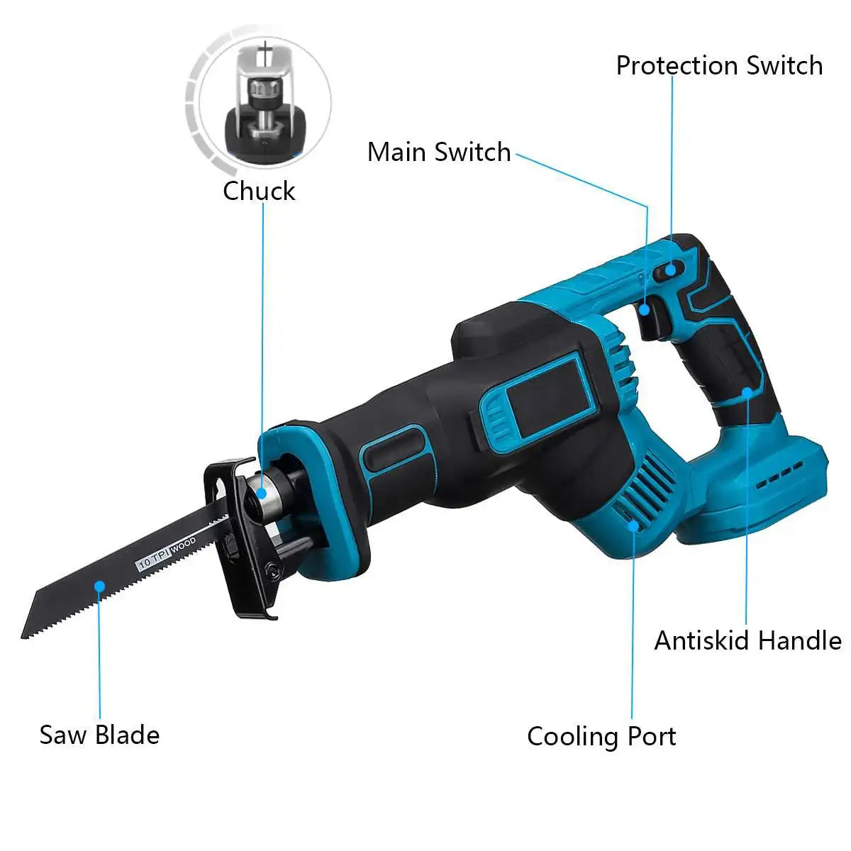 Cordless Reciprocating Saw 18V 300mm Variable Speed Makita