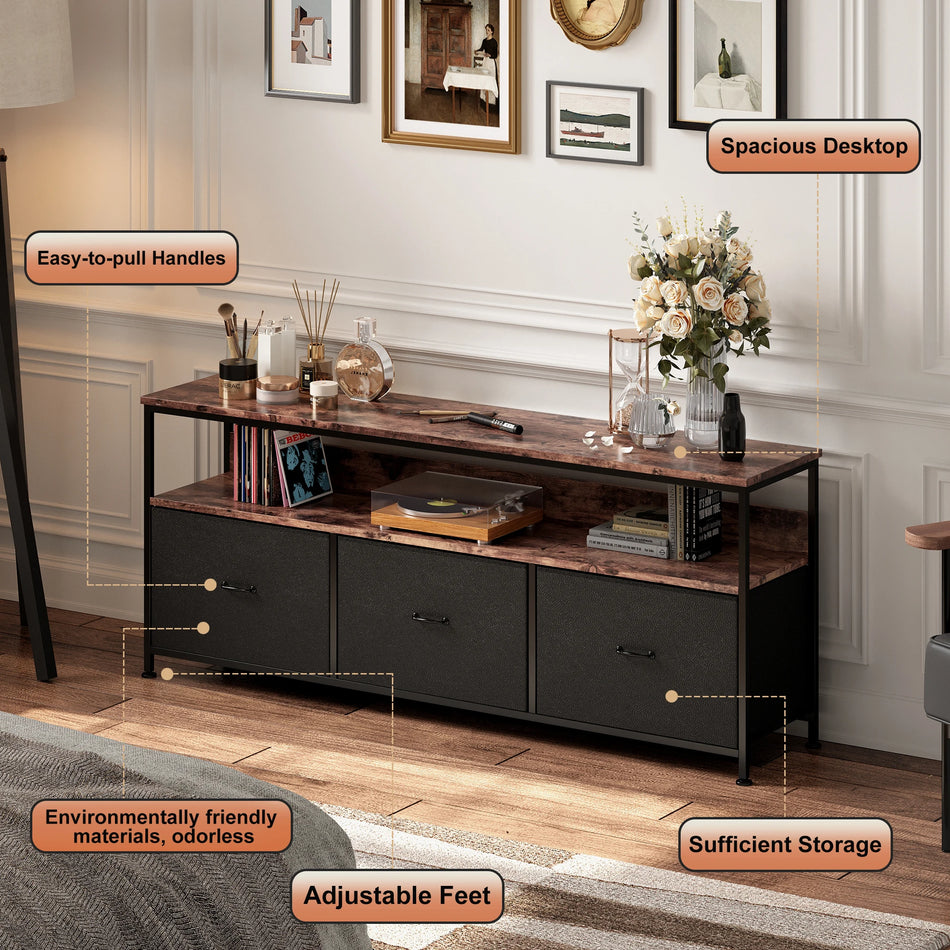 Urban Luxe TV Wardrobe With LED Light Bar And 3 Drawers