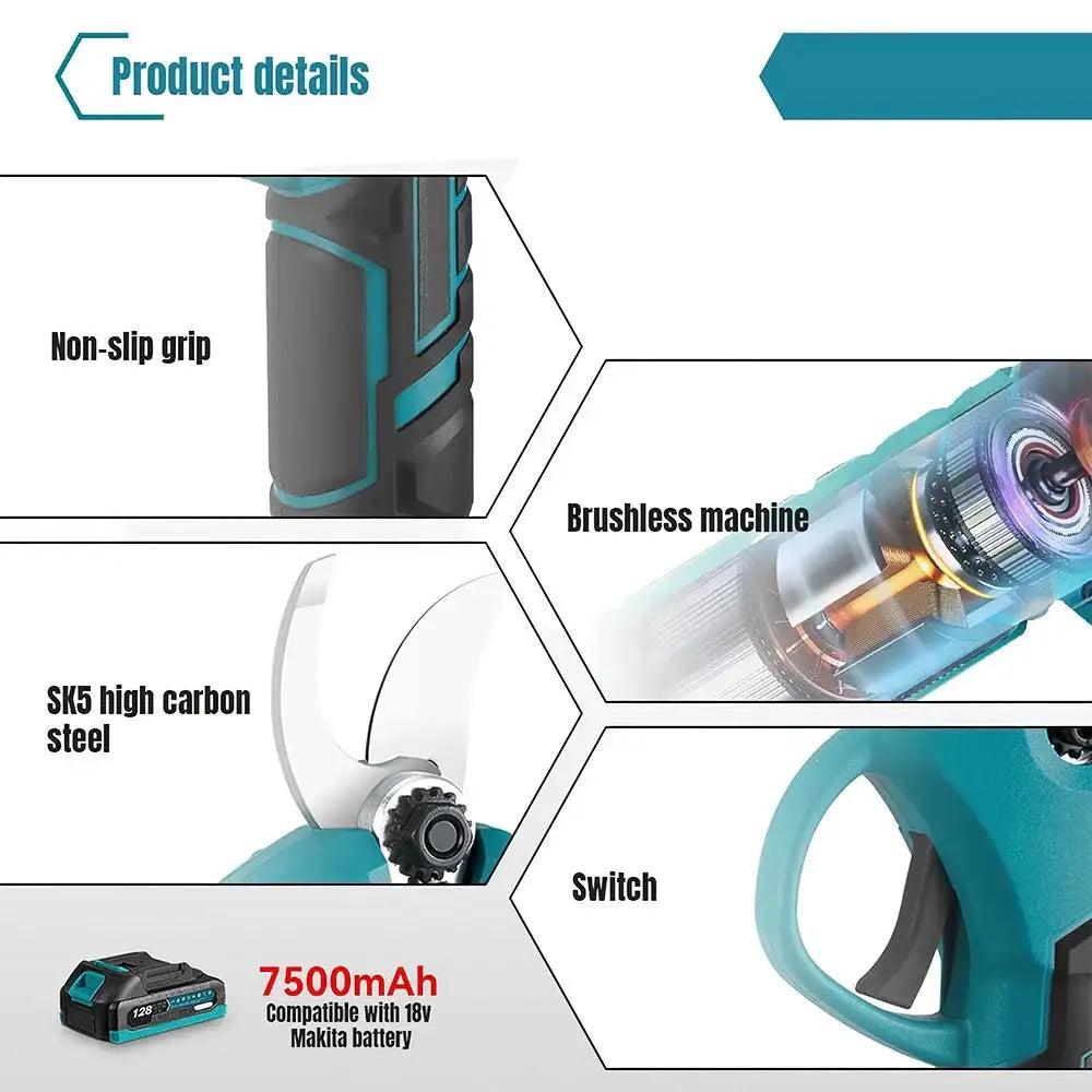Brushless 18V Cordless Pruning Shears 2 Gear 30mm Makita