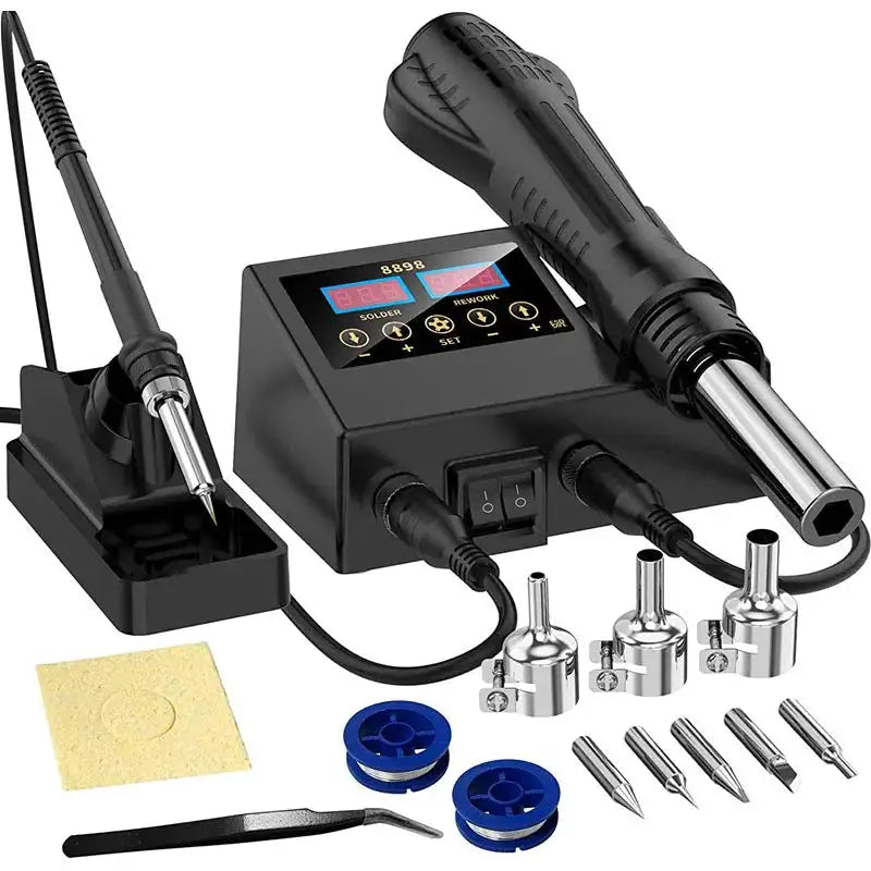 2 In 1 Soldering Station With Digital Display And Hot Air Black / Poland