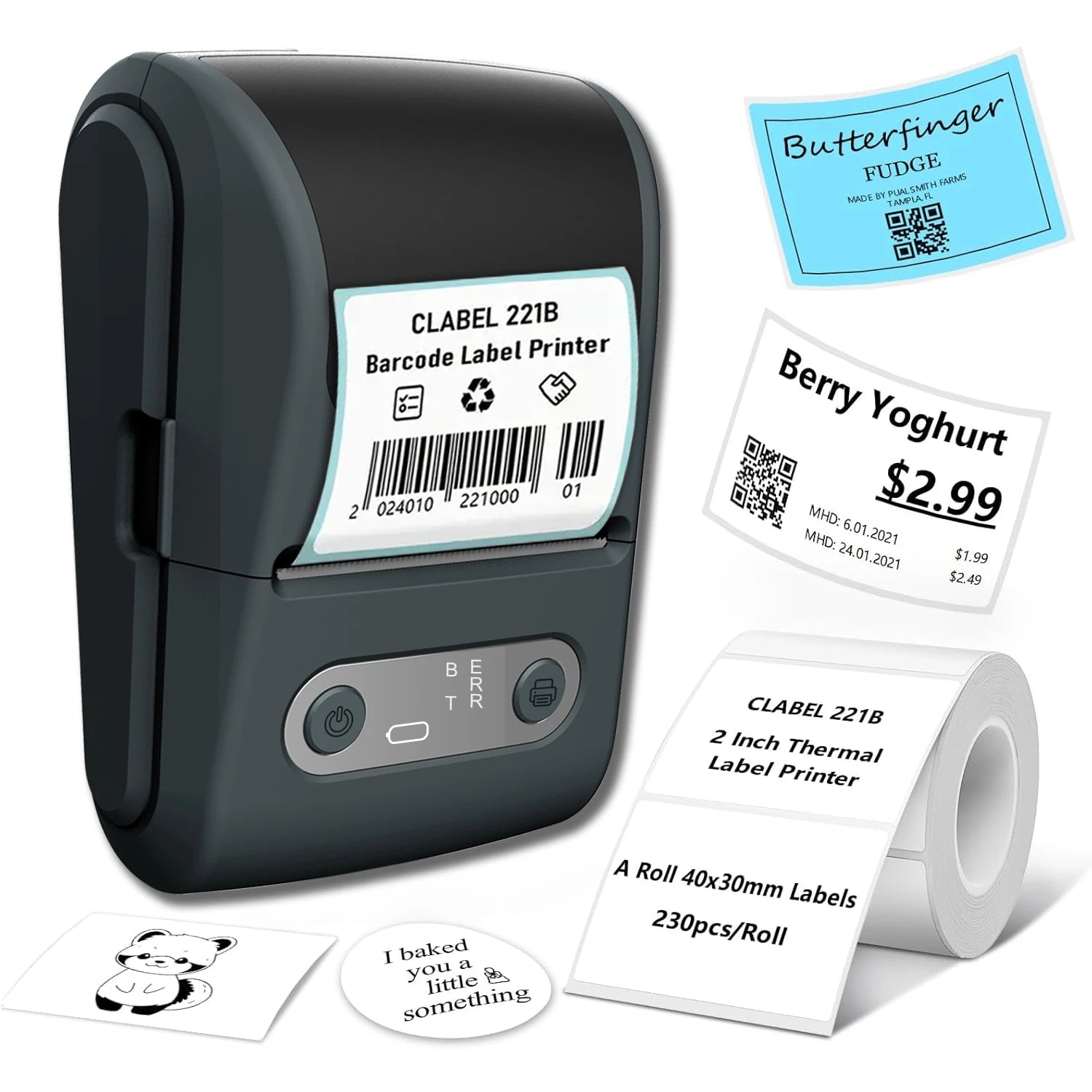 HZTZ Wireless Thermal Label Printer - Bluetooth Printing P1 Black