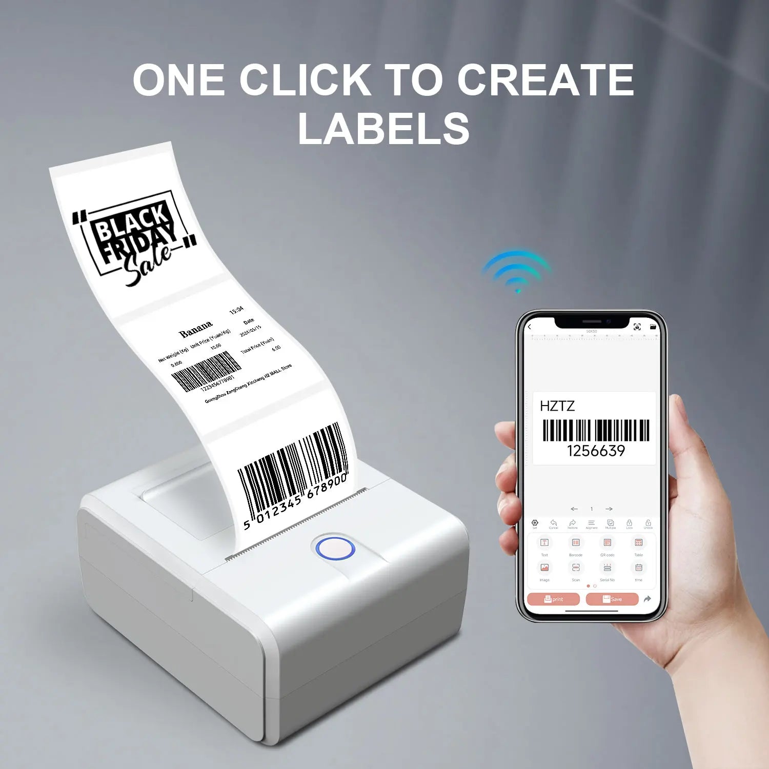 Portable Thermal Wireless Mini Label Printer &ndash; Bluetooth