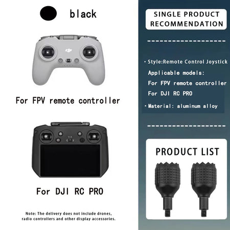 Aluminum Joystick Sticks for DJI Mini 4 Pro &amp; RC Controllers black for RC PRO / CHINA