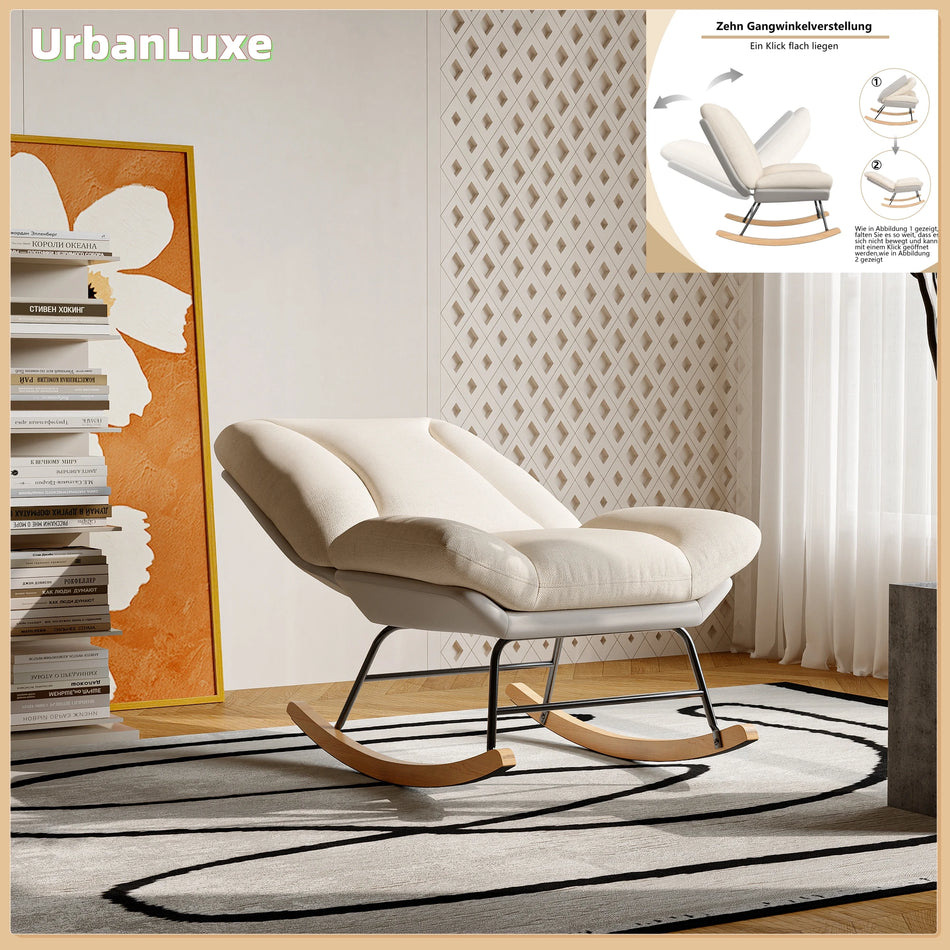 Городское роскошное кресло-качалка с 5-ступенчатой регулировкой спинки из льна