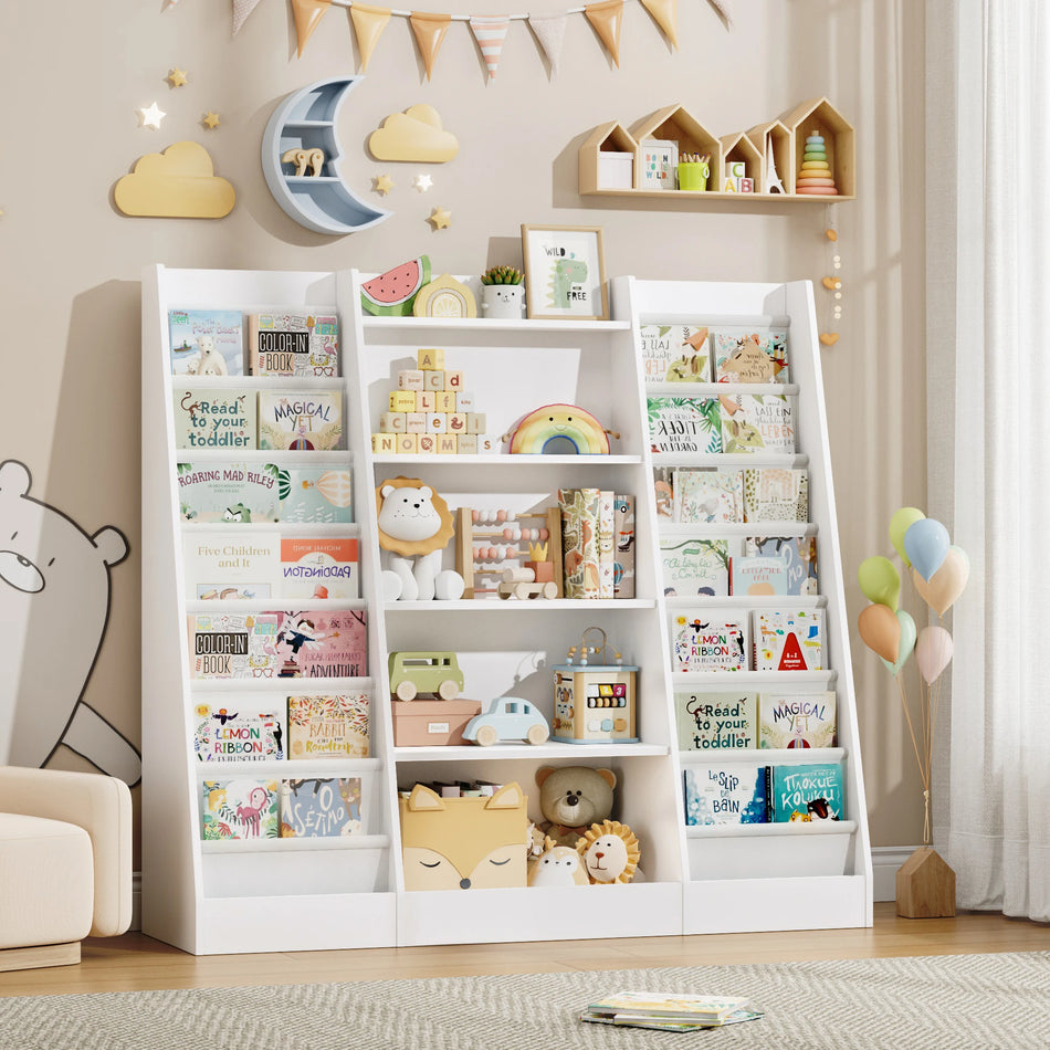 Getone 14 Raft Copii Bibliotecă Lemn Cameră de Studiu Alb