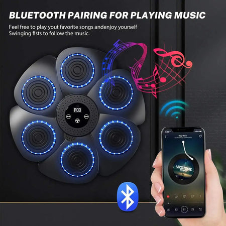 Smart Bluetooth Music Boxing Machine Gloves-9 Modes &amp; 9-Speed Training,Auto Color-Change Hit Counter Home Gym/Office,Adults&amp;Kids
