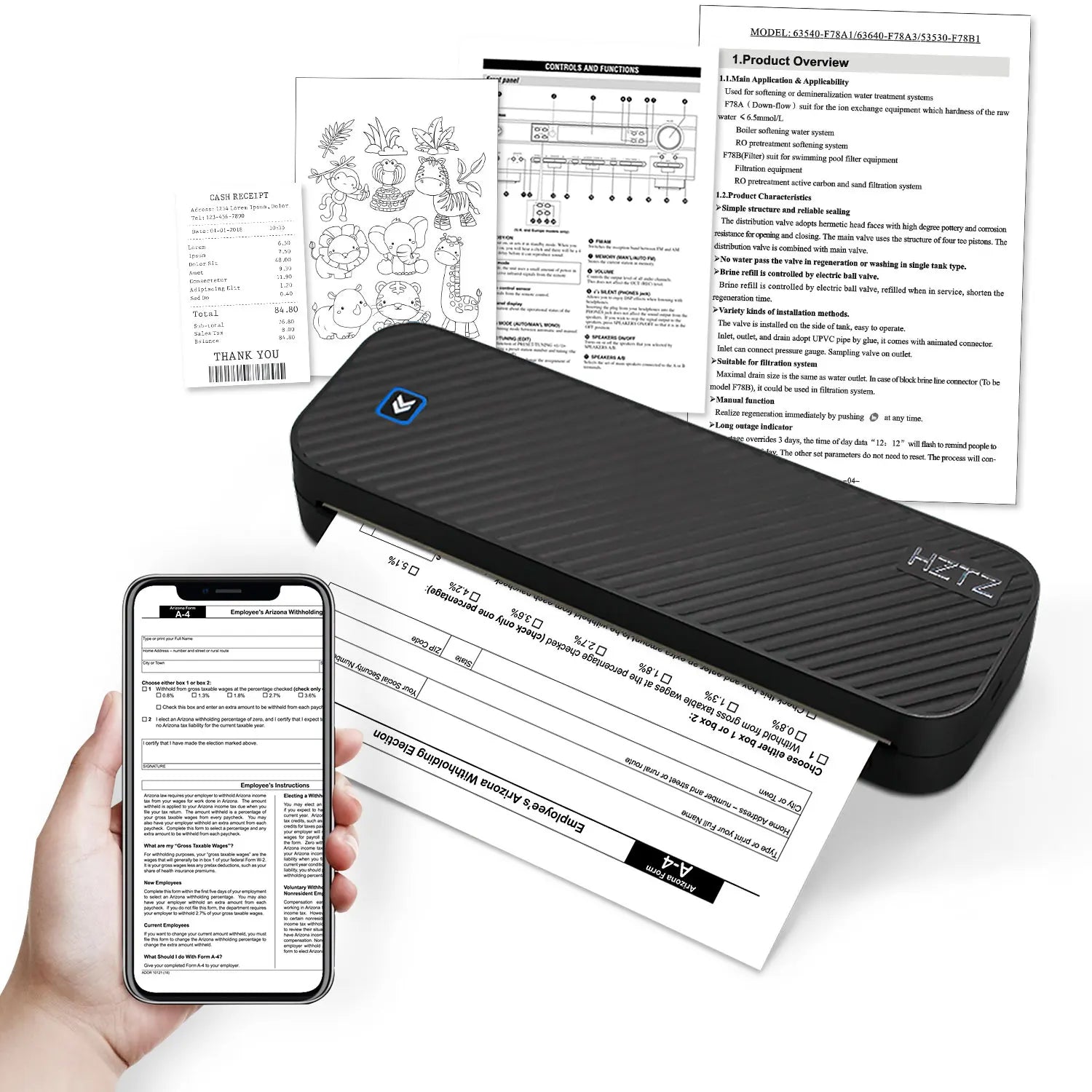 A4 Inkless Thermal Printer &ndash; Bluetooth Android iOS Friendly